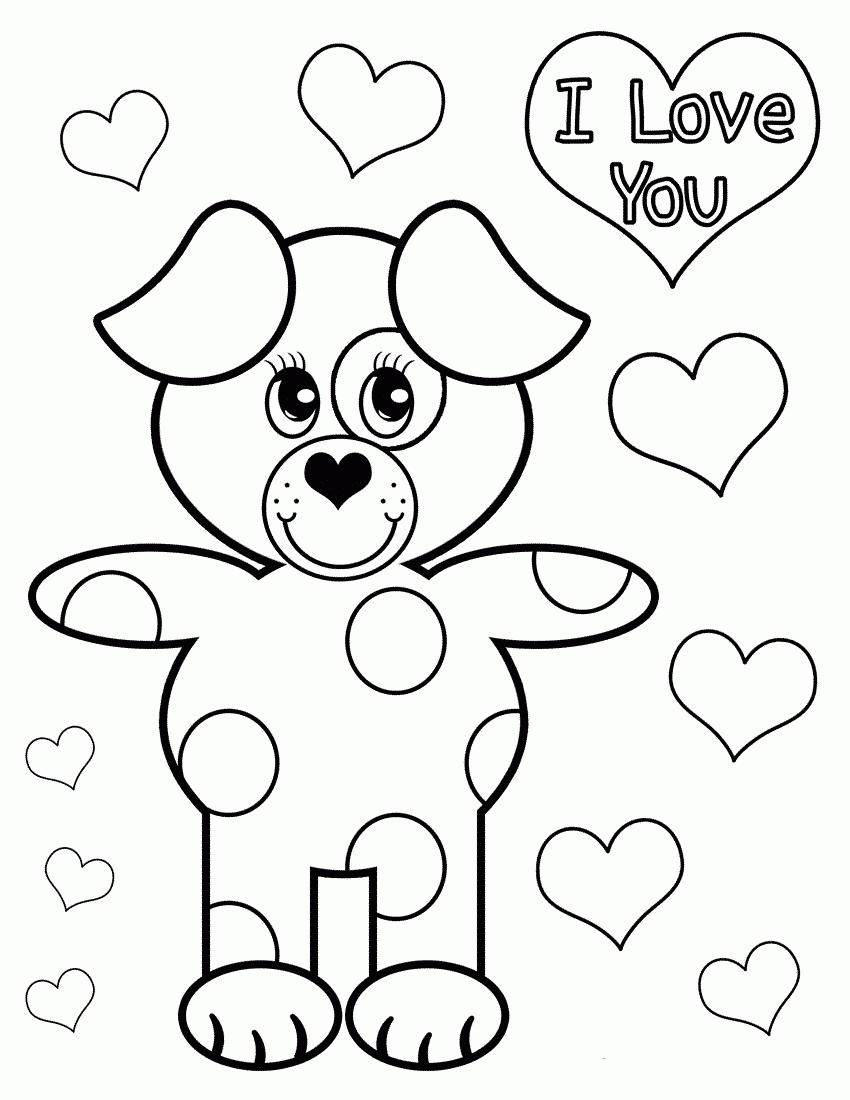 cute puppy love coloring page for kidz - Coloring Point