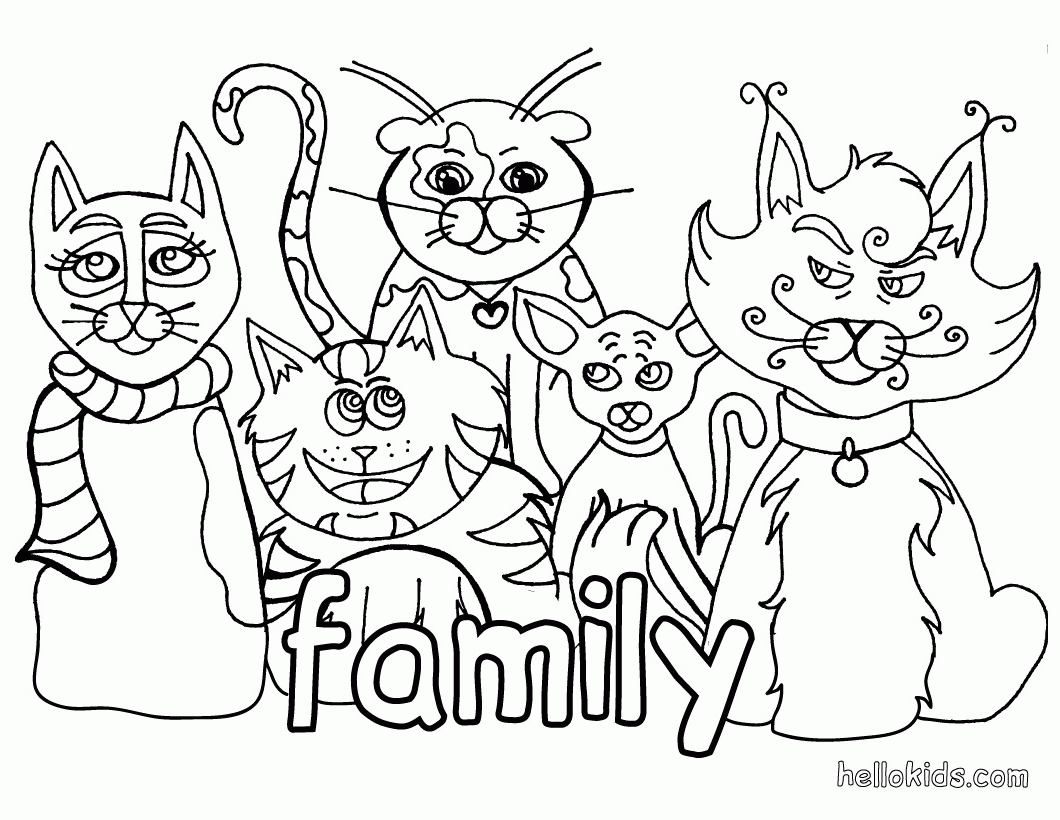 CAT coloring pages - Cat family
