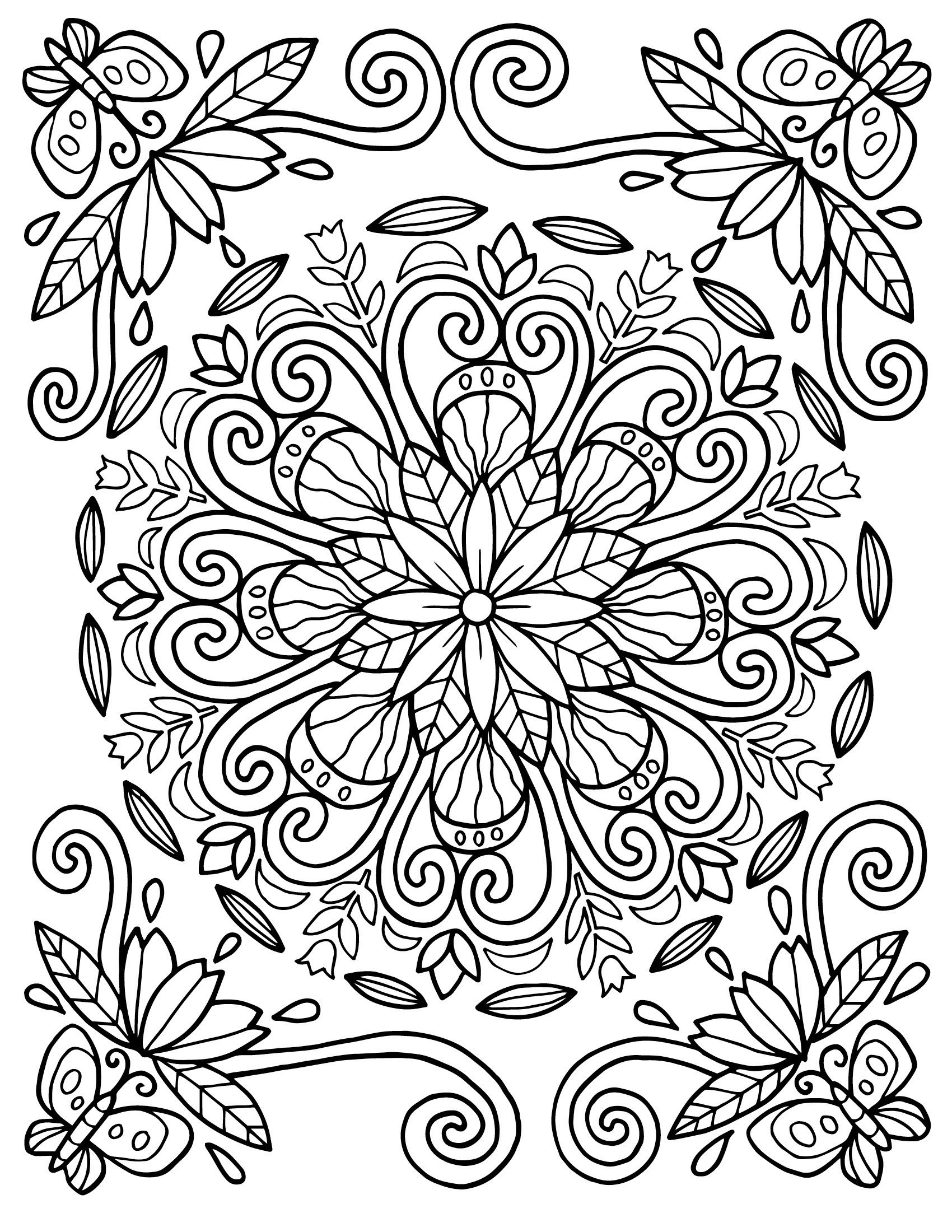 Floral Coloring Pages For Adults Best Kids Pattern To Color Online Free –  Approachingtheelephant