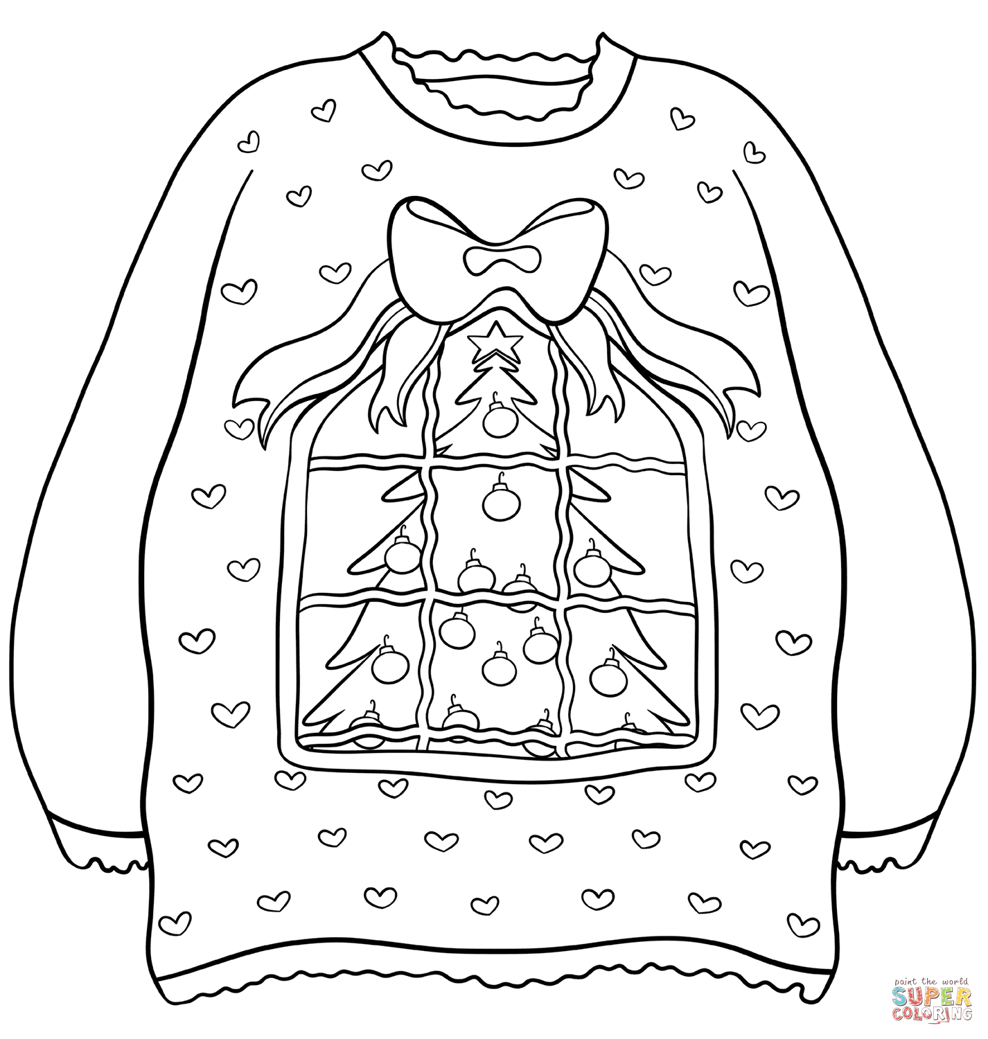 Sweater with Christmas Tree | Super Coloring in 2020 | Christmas tree coloring  page, Tree coloring page, Christmas coloring sheets