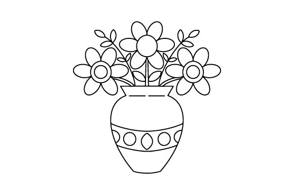 Flowers and Flower Vase Coloring Page SVG Cut file by Creative Fabrica  Crafts · Creative Fabrica