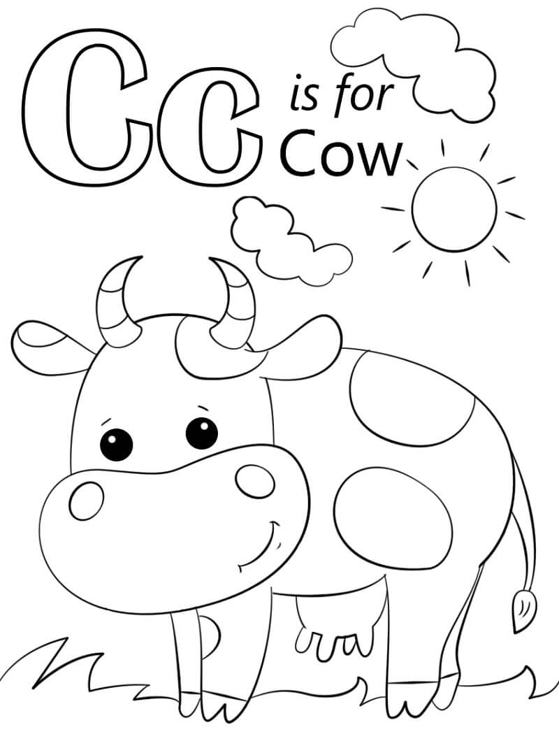 Cow Letter C Coloring Page - Free Printable Coloring Pages for Kids