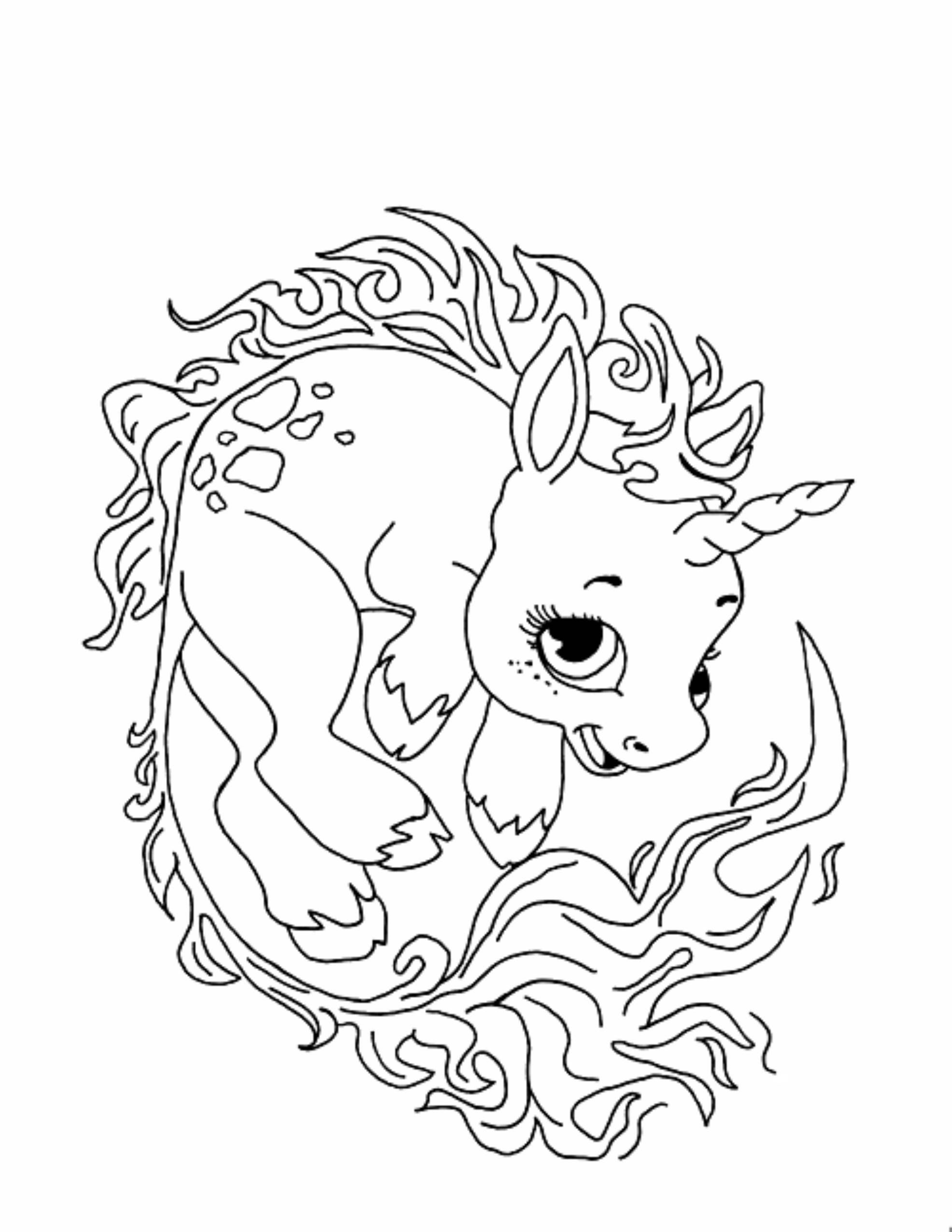 Cute Unicorn Coloring Page - Free Printable Coloring Pages for Kids