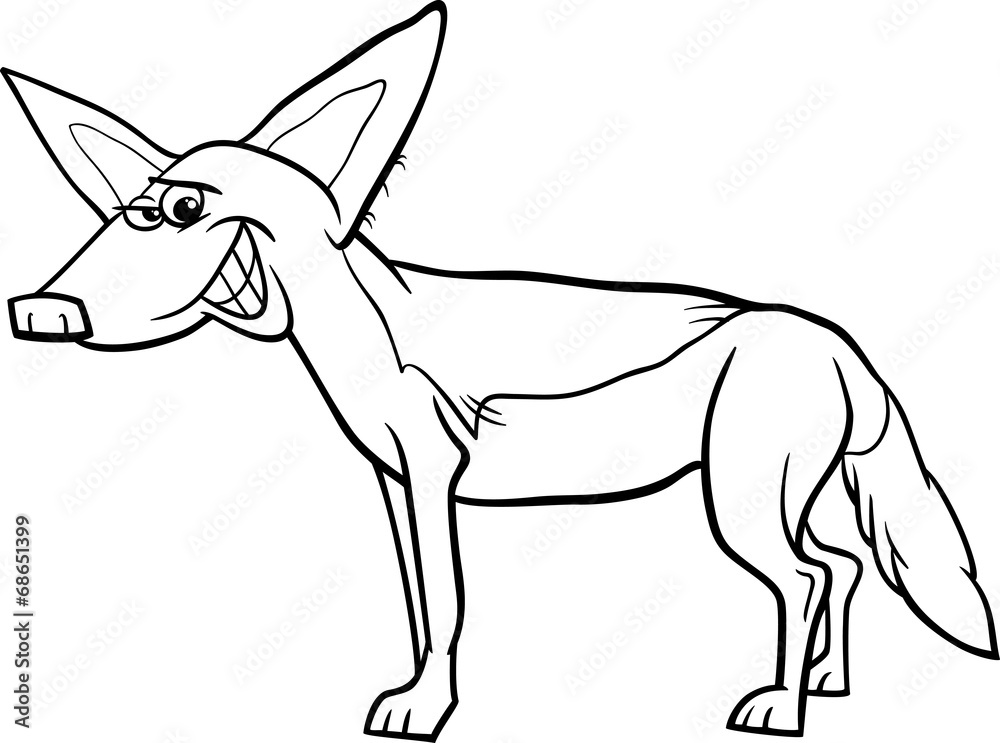 jackal animal cartoon coloring page Stock Vector | Adobe Stock