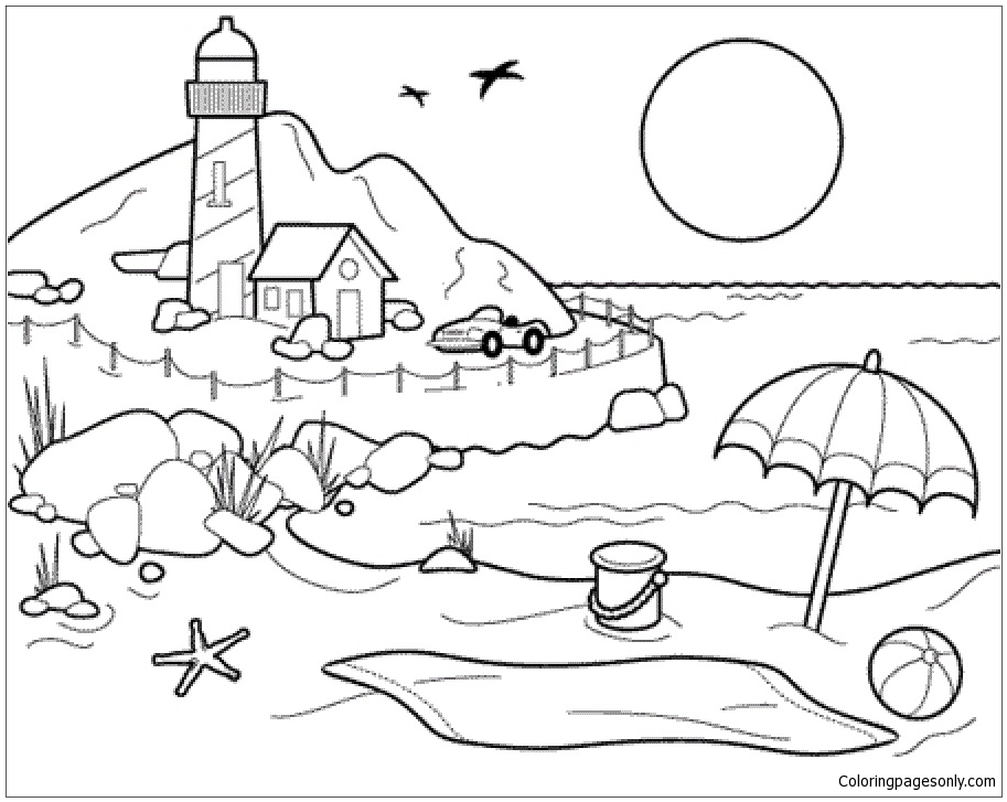 Beach Ball Coloring Pages - Beach Coloring Pages - Coloring Pages For Kids  And Adults