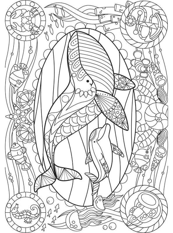 Kids-n-fun.com | Coloring page Dolphins difficult dolphin difficult 06