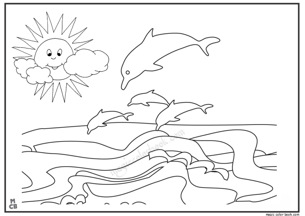 Summer Sun see fish Coloring Pages