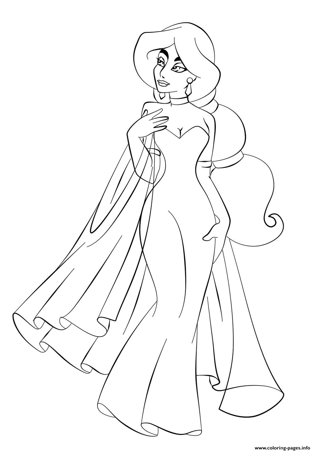 Jasmine In Wedding Dress Disney Princess S6993 Coloring Pages ...