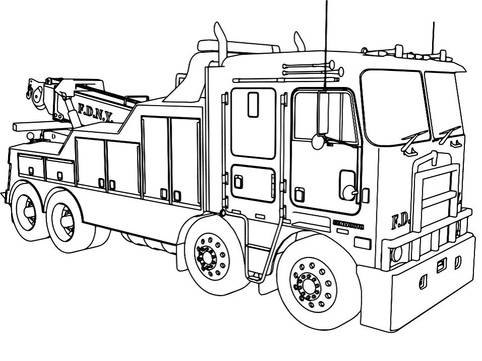 Awesome Fire Truck Coloring Page - Free Printable Coloring Pages for Kids