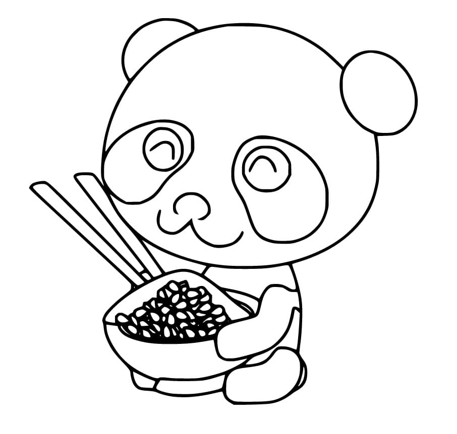 Cute Panda with a Bowl Coloring Page - Free Printable Coloring Pages for  Kids