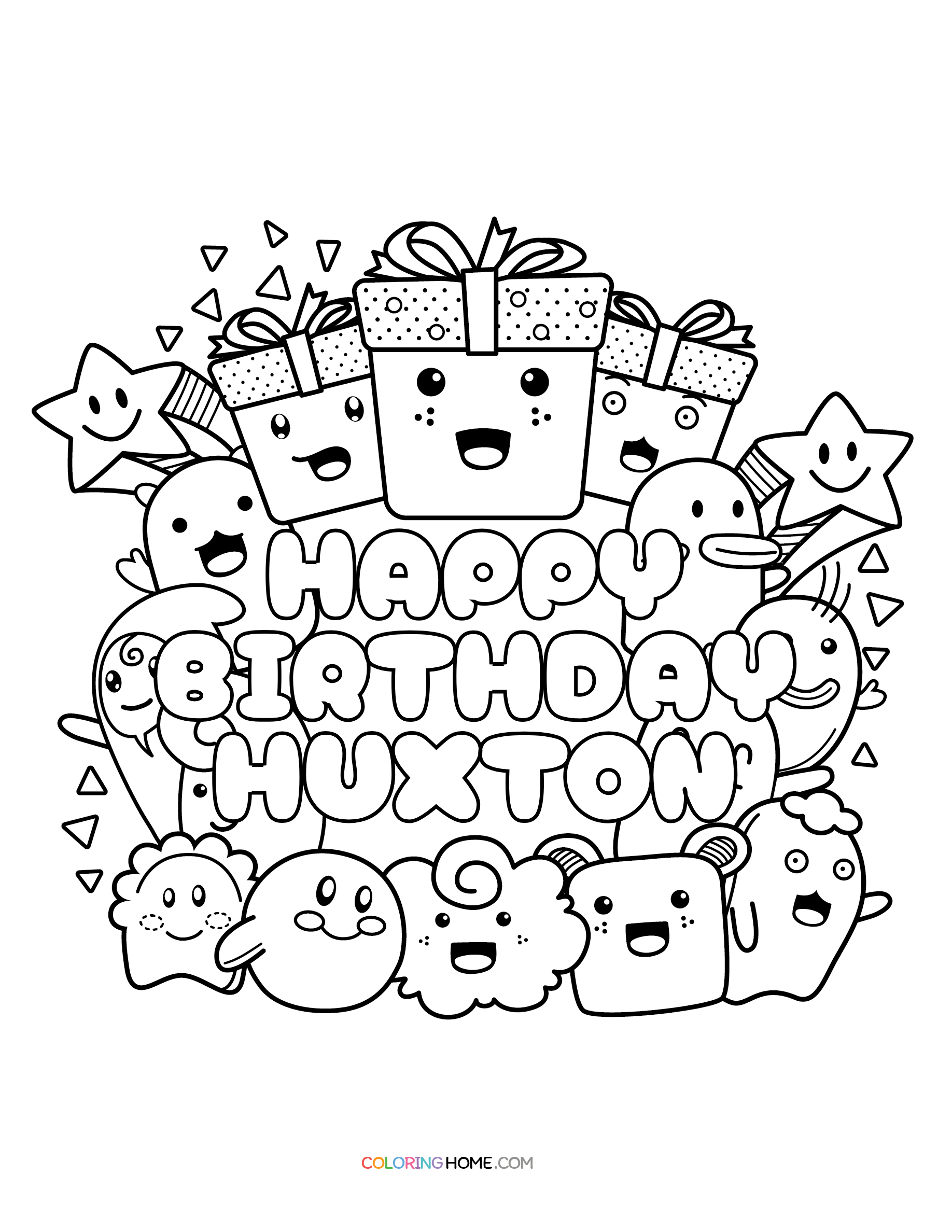 Happy Birthday Huxton coloring page