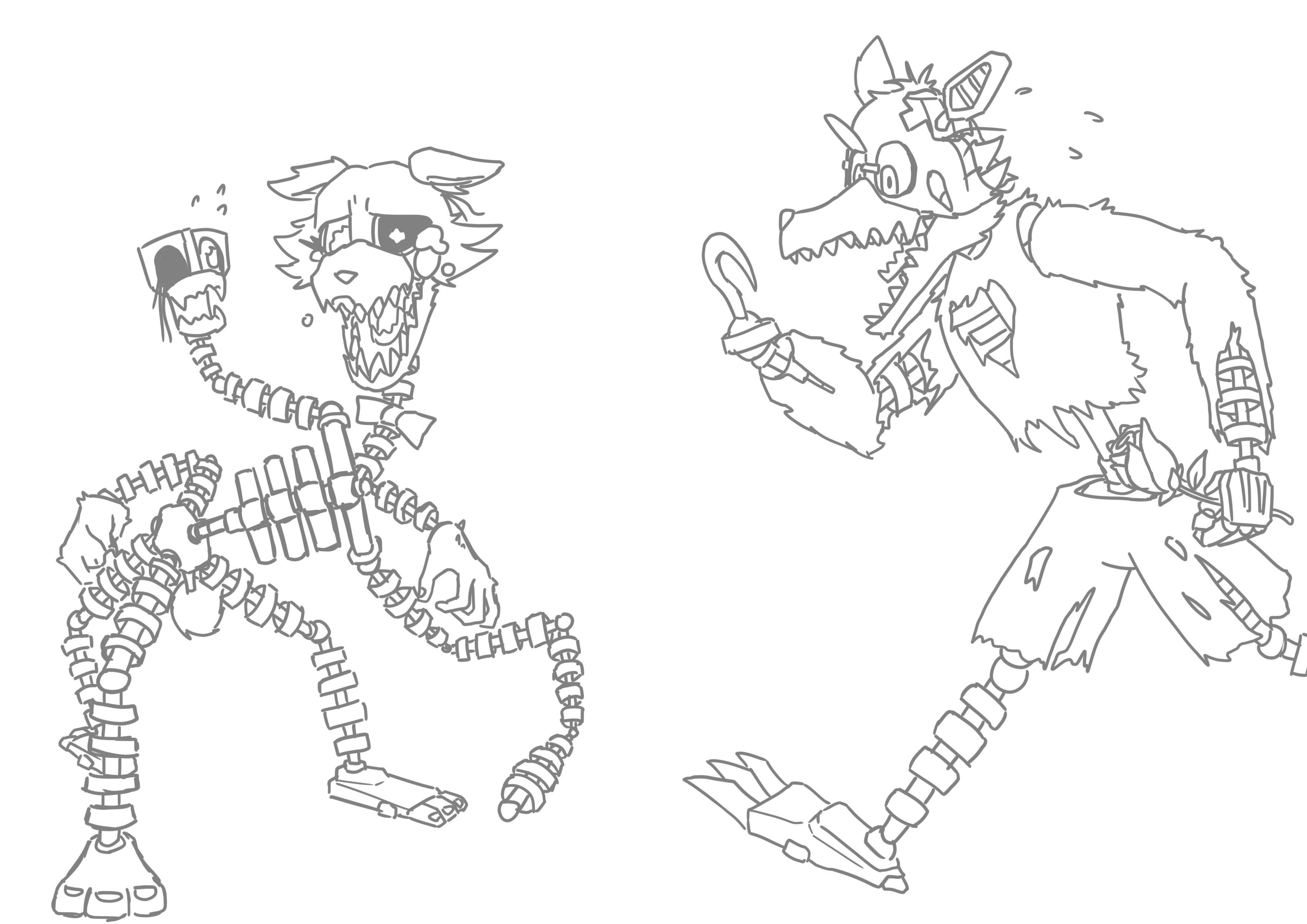 Stylised Mangle and Withered Foxy : r ...