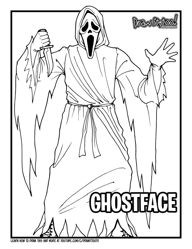 GHOSTFACE (Scream) Drawing Tutorial It, Too! Coloring Home