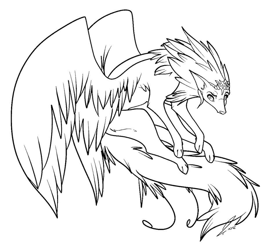 Winged Wolf Anime Wolf Coloring Page - Coloring Home