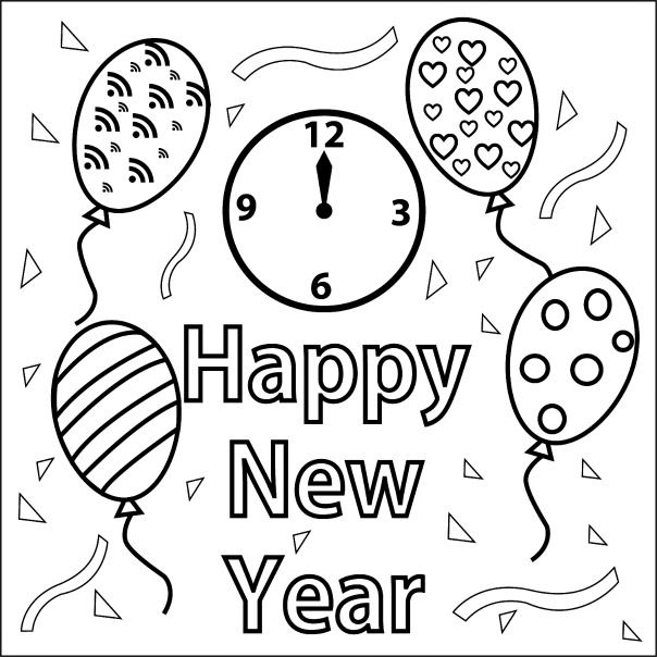 Happy New Year & Coloring Book