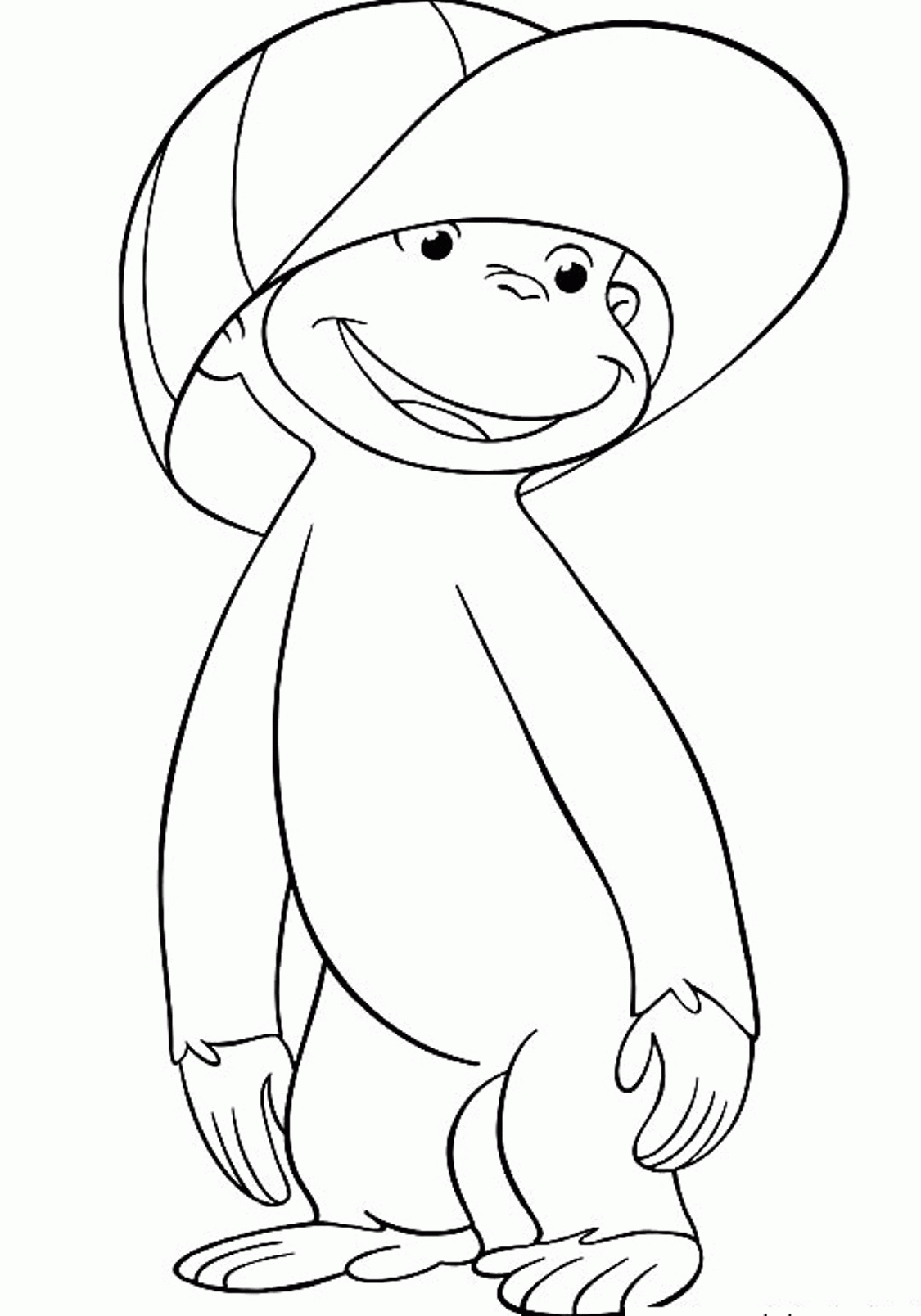 Wearing Hat Curious George Coloring Pages | Cartoon Coloring pages ...
