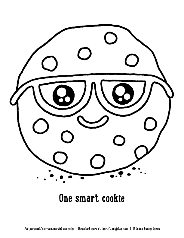 Funny coloring pages for kids - One smart cookie — Learn Funny Jokes