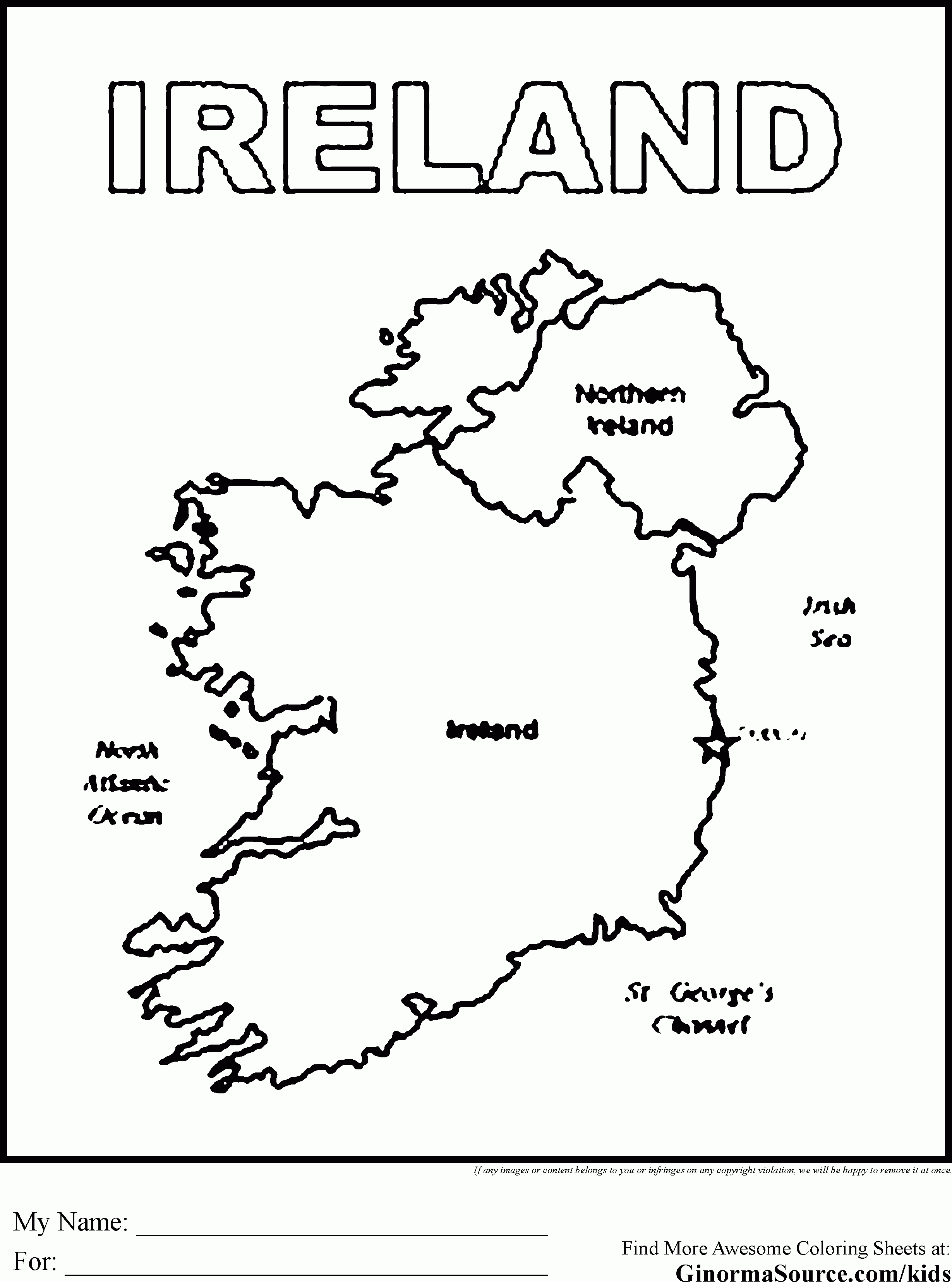 Map Of Ireland Coloring Page - Coloring Home