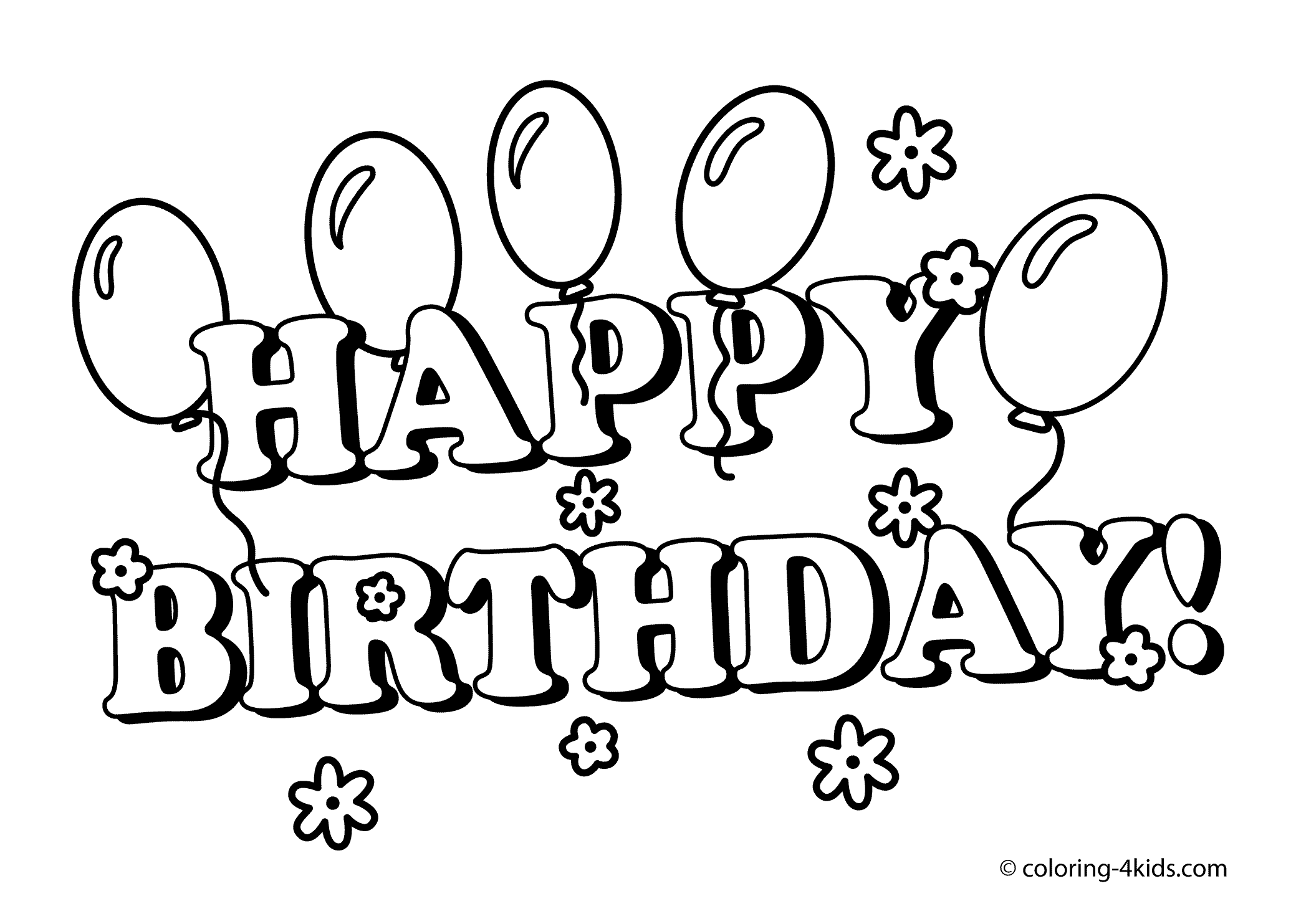 Printable Happy Birthday - Coloring Pages for Kids and for Adults