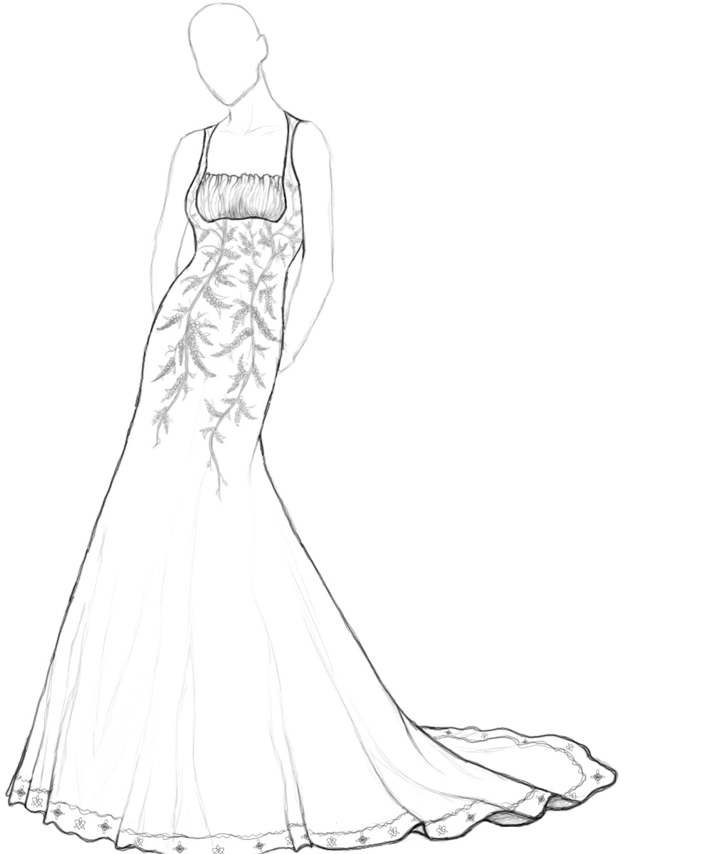 Girl in Dress Coloring Page (Page 1) - Line.17QQ.com