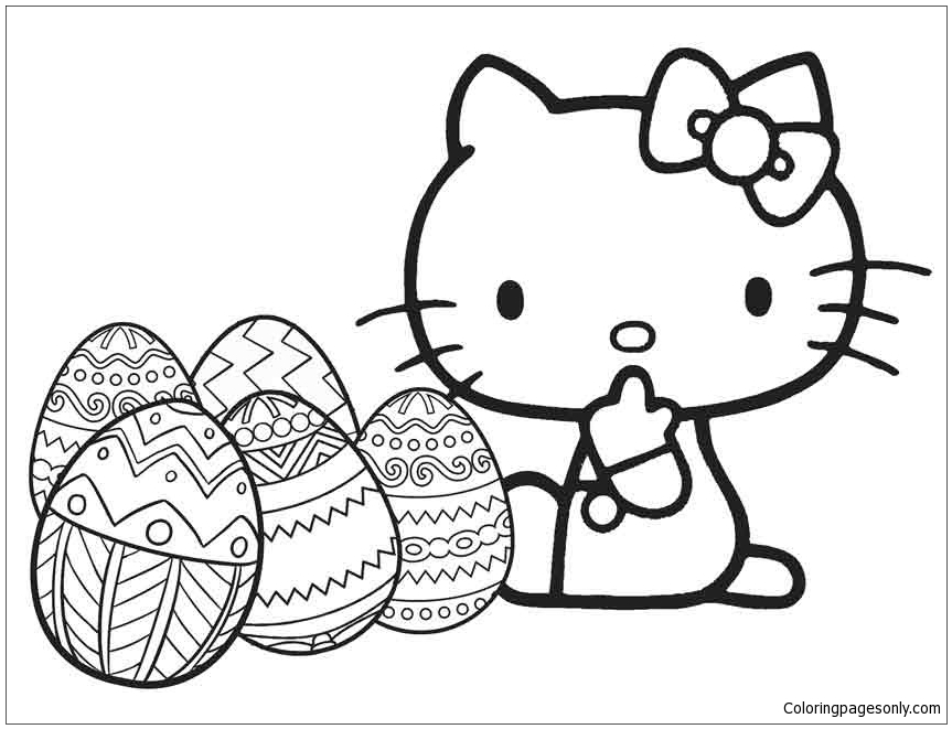 Hello Kitty with Easter egg Coloring Pages - Cartoons Coloring Pages - Free  Printable Coloring Pages Online