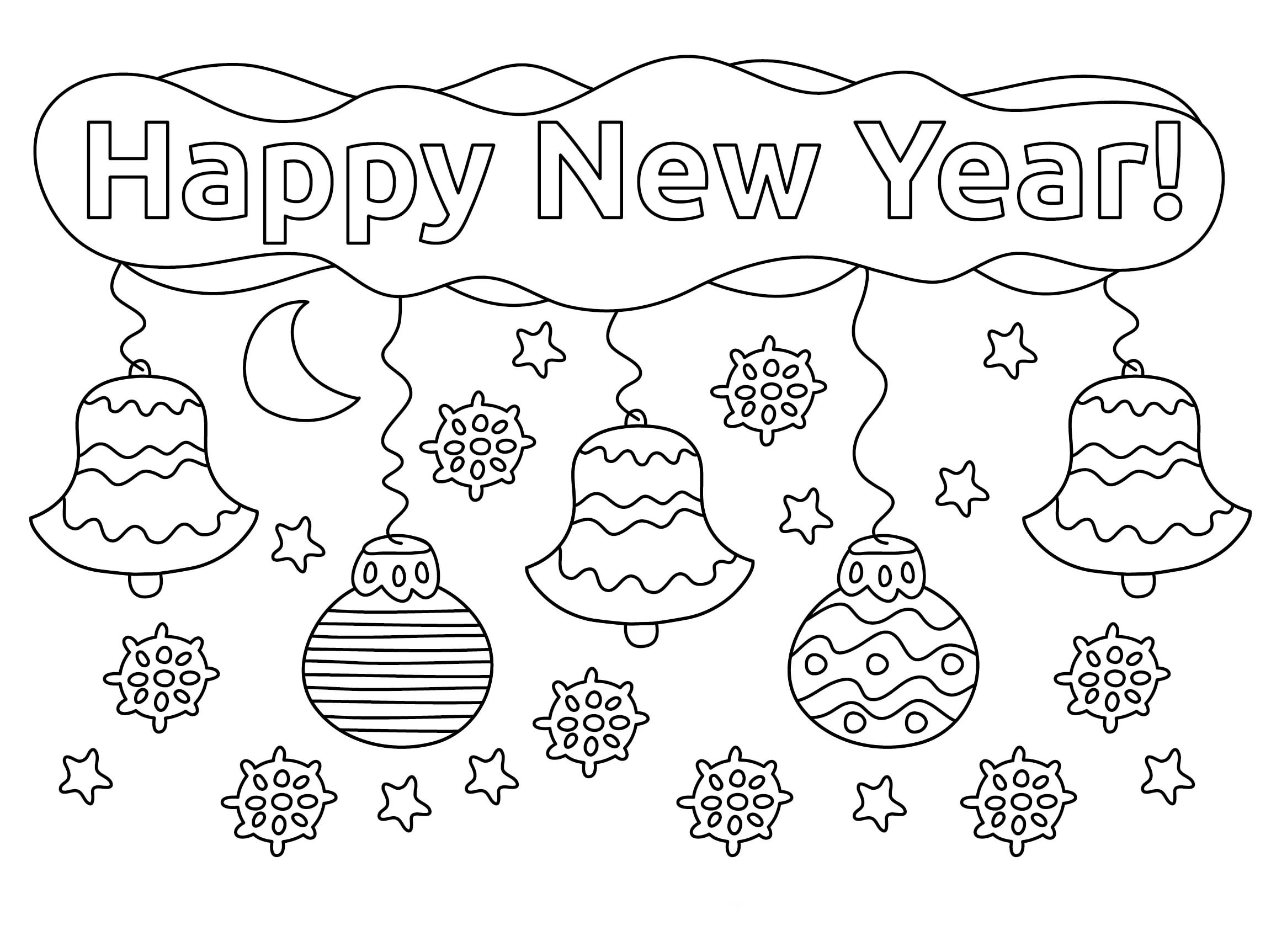 Happy New Year Coloring Pages. 160 New Greeting Cards Coloring Pages