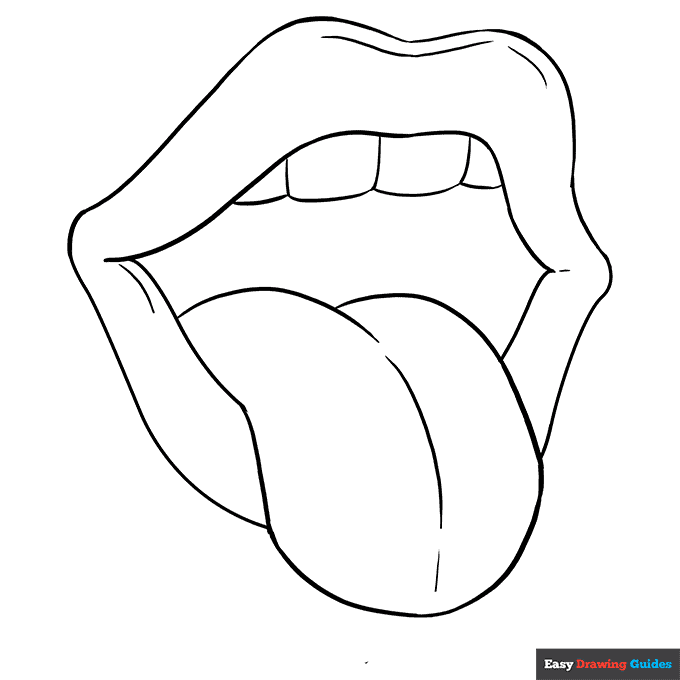 Mouth and Tongue Coloring Page | Easy Drawing Guides