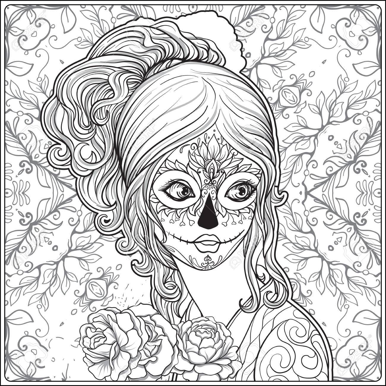 Coloring Pages : Day Of The Coloring Book Portrait Young ...