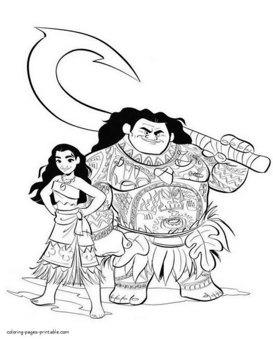 Download Coloring Pages Ideas : The Moana And Maui Page To Color It ... - Coloring Home