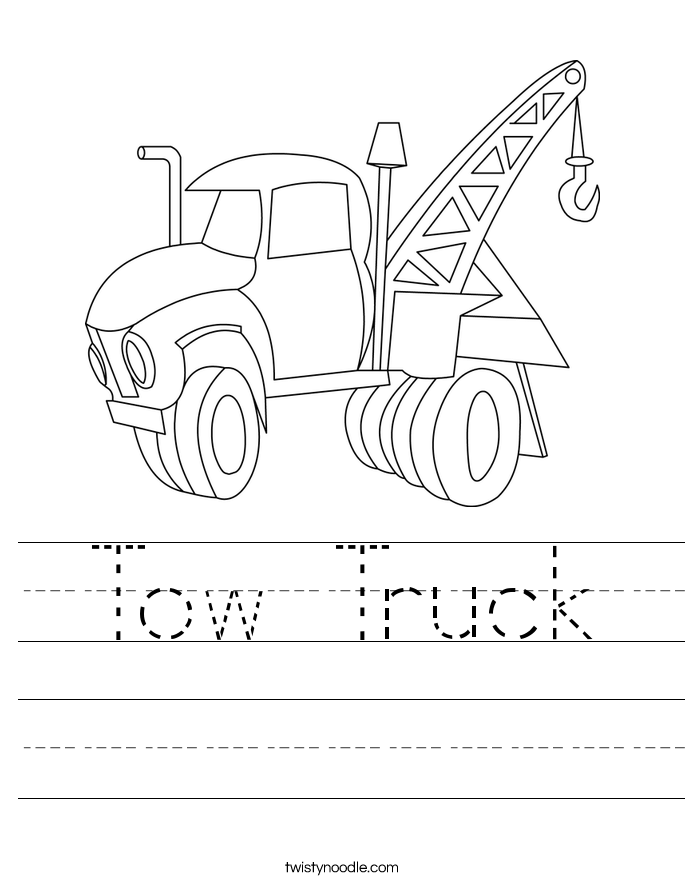 Tow Truck Worksheet - Twisty Noodle