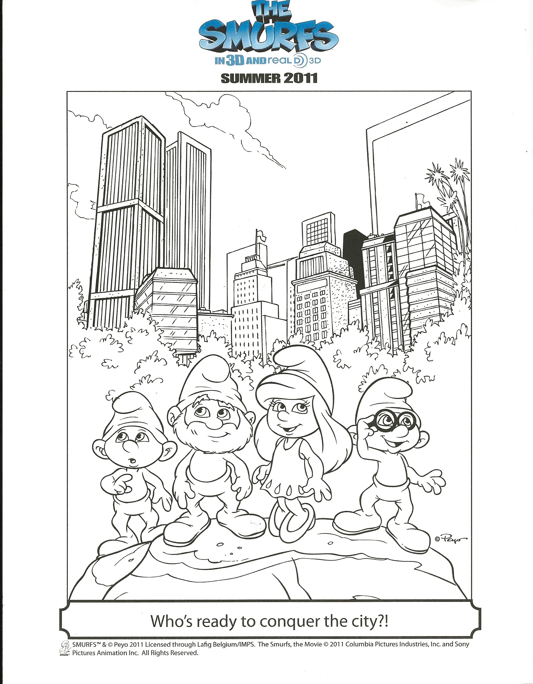Printable Smurfs New York Coloring Pages Coloring Home