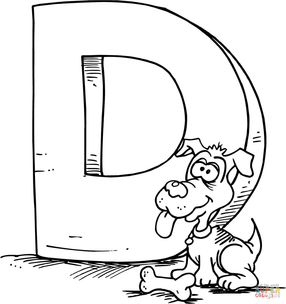 Letter D is for Dog coloring page | Free Printable Coloring Pages