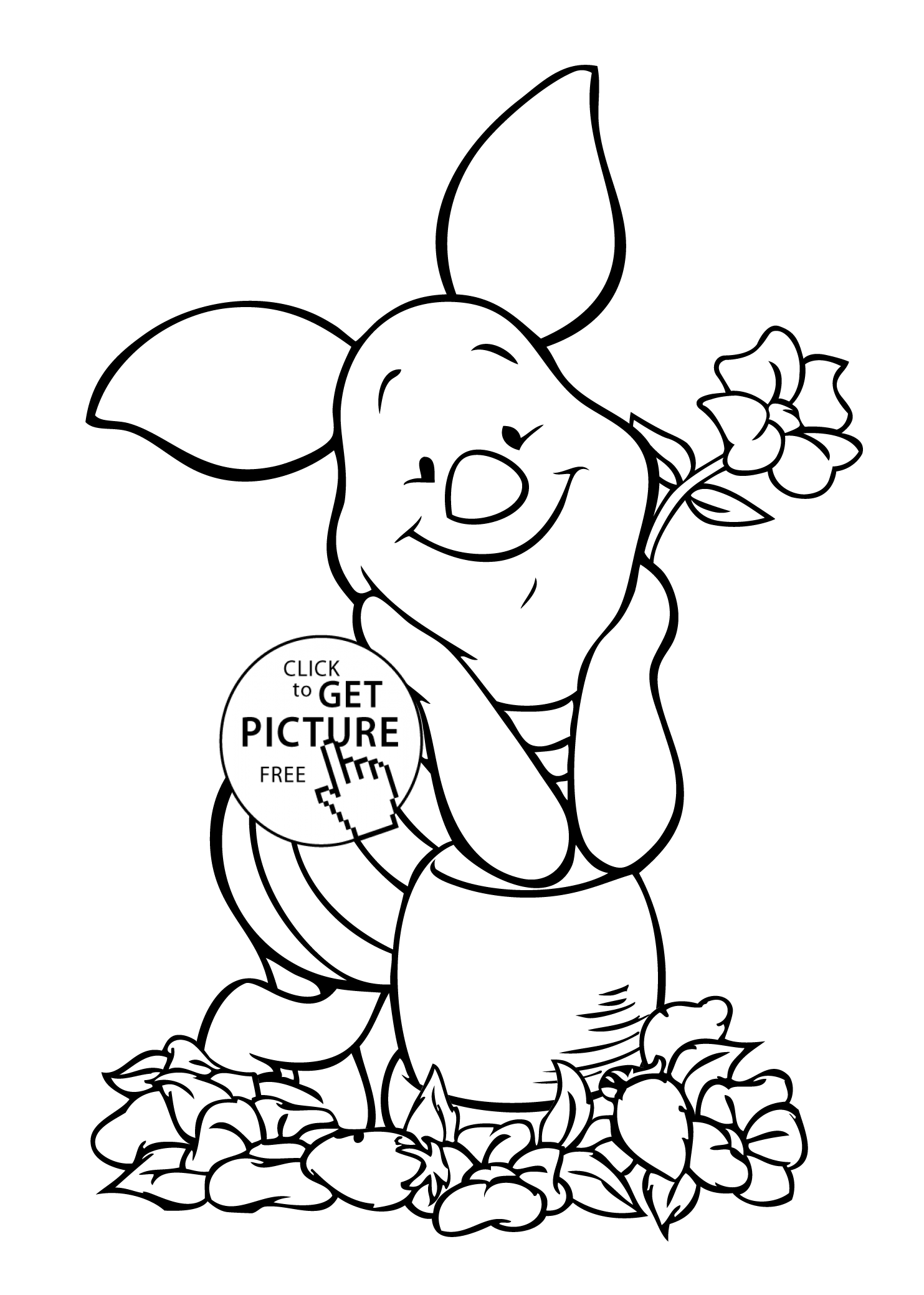 Winnie Pooh piglet coloring page for kids free printable