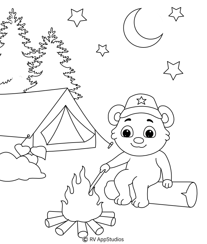 Free Campfire Coloring Page