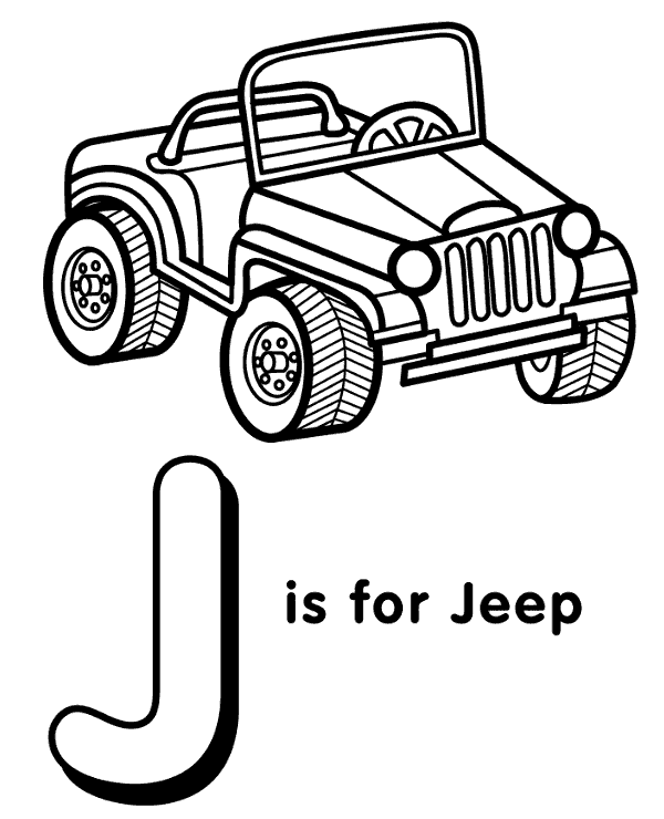 J for jeep - vocabulary printable picture