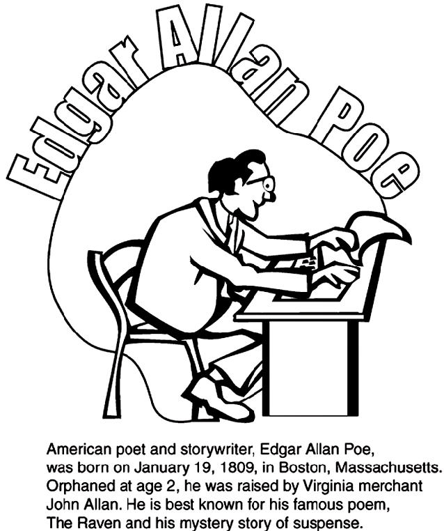 Edgar Allan Poe Coloring Page | crayola.com