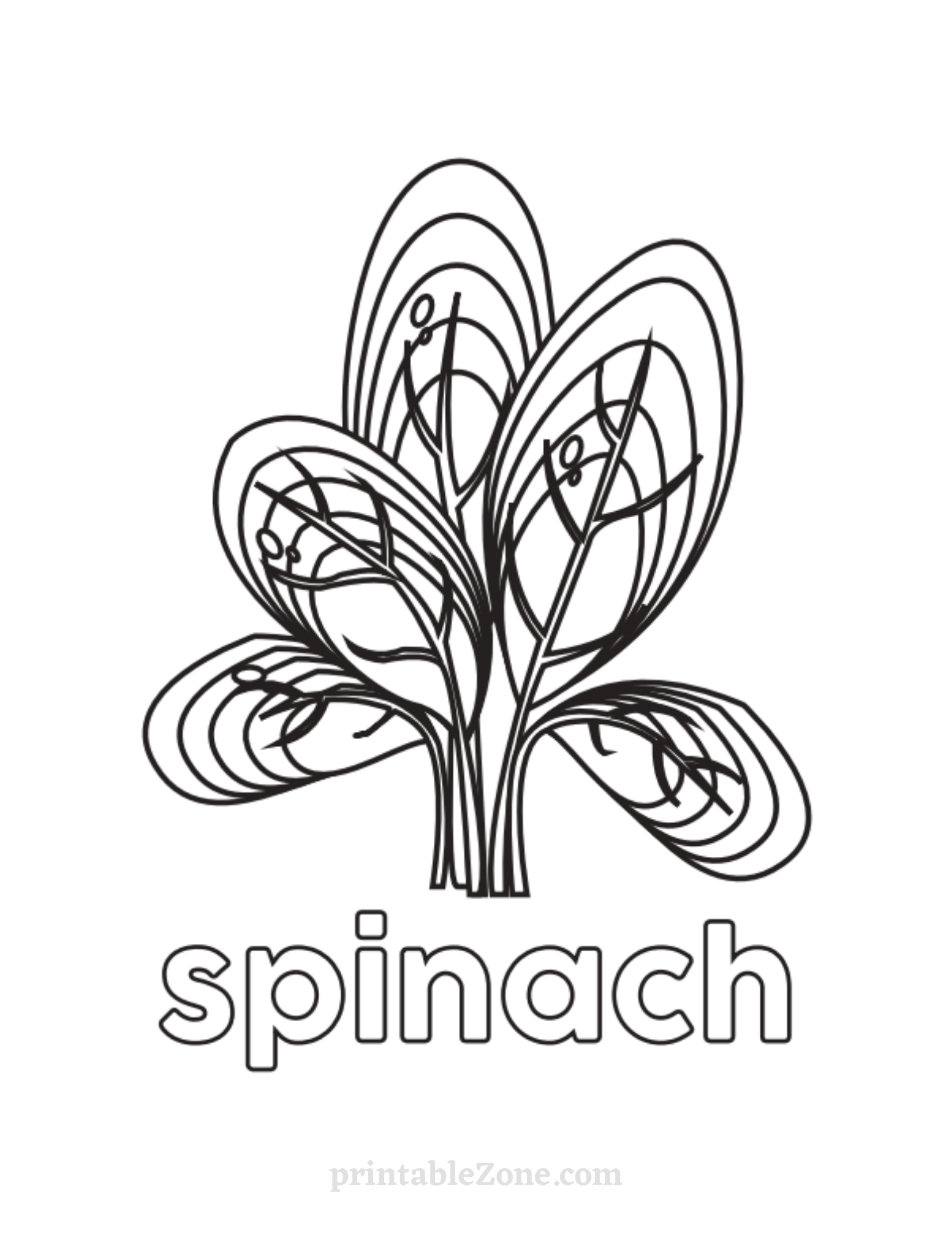 Spinach - Vegetable Coloring Page for Kids - Printable Zone