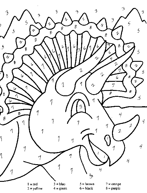 Gambar Dinosaurs Color Number Coloring Pages Free Printable Pictures ...