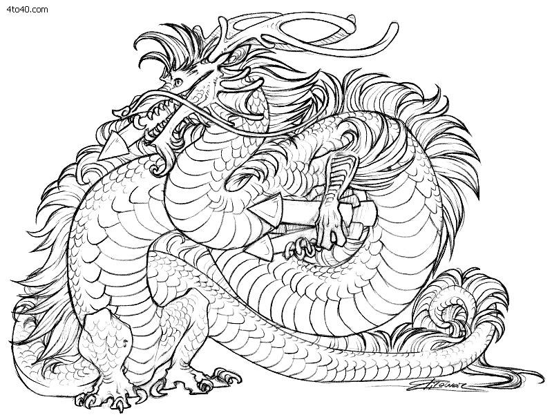 Download Dragon Adult Coloring Pages - Coloring Home