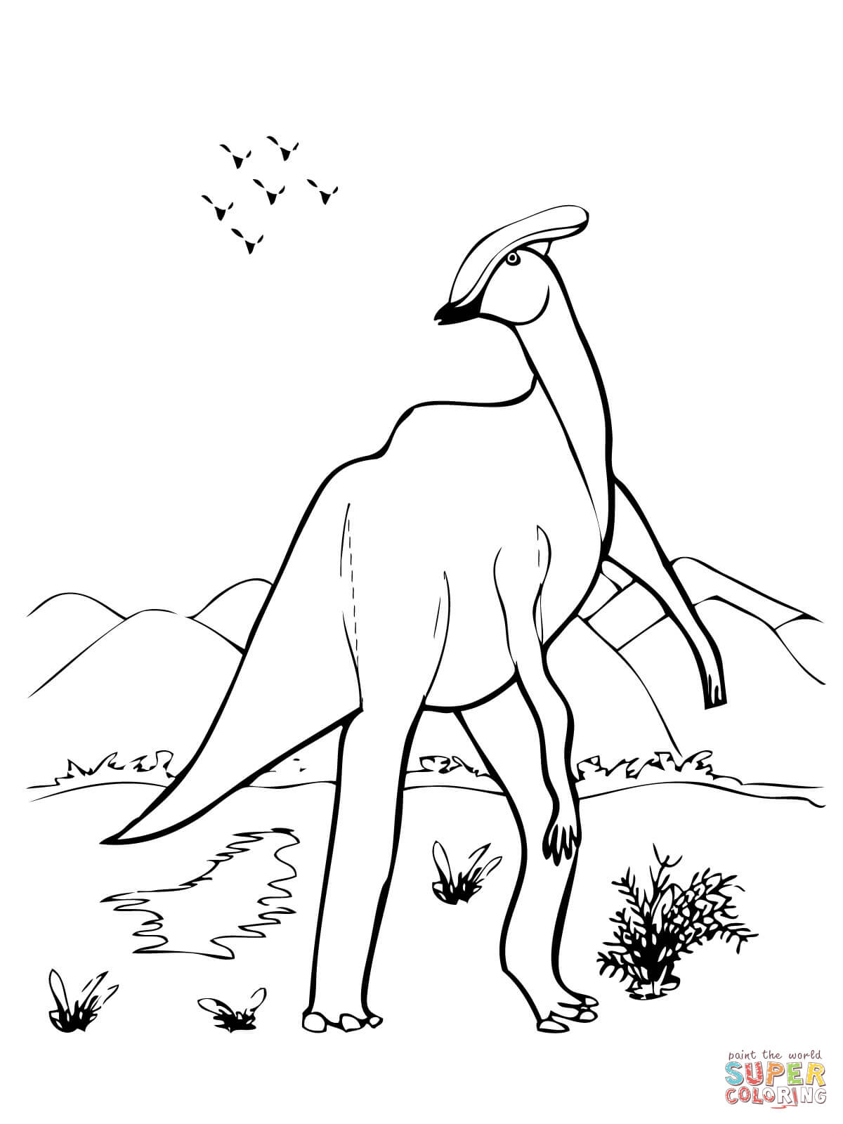 Parasaurolophus Coloring Page