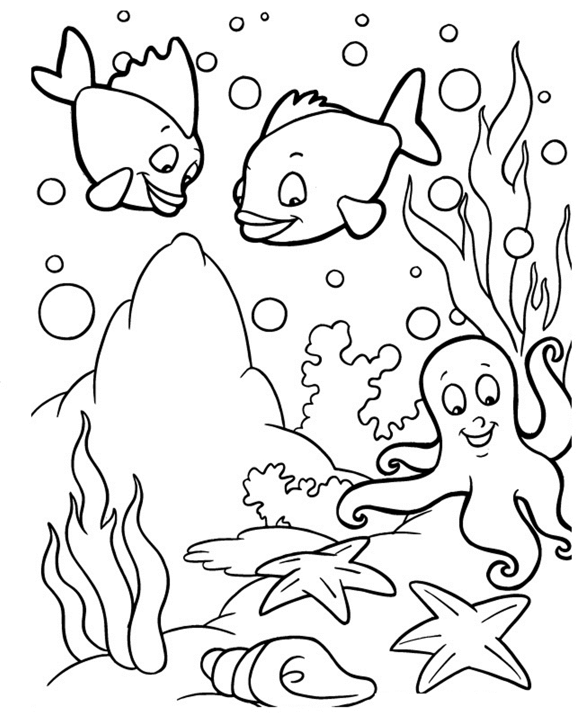 Cartoon Sea Animals Coloring Pages Printable - Coloring Pages For ... -  Coloring Home