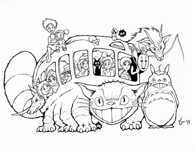 8 Pics Of Totoro Cat Bus Coloring Pages My Neighbor Totoro Coloring Home