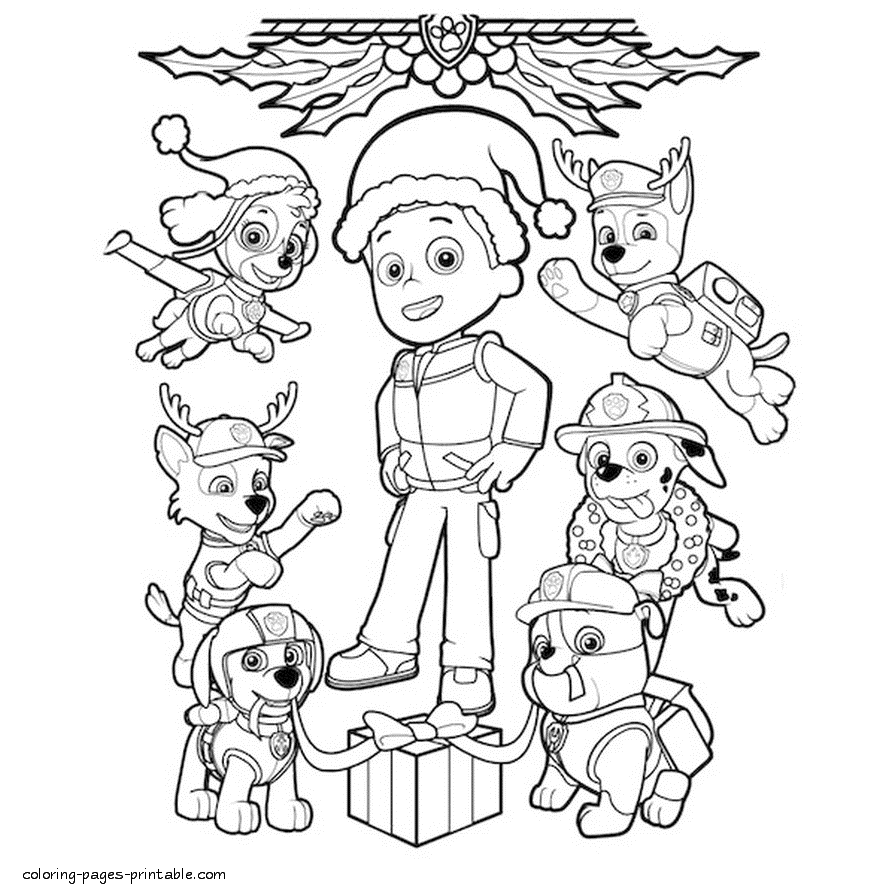 Chase Paw Patrol Coloring Pages Christmas Free Printable Skye For Kidsl –  Approachingtheelephant