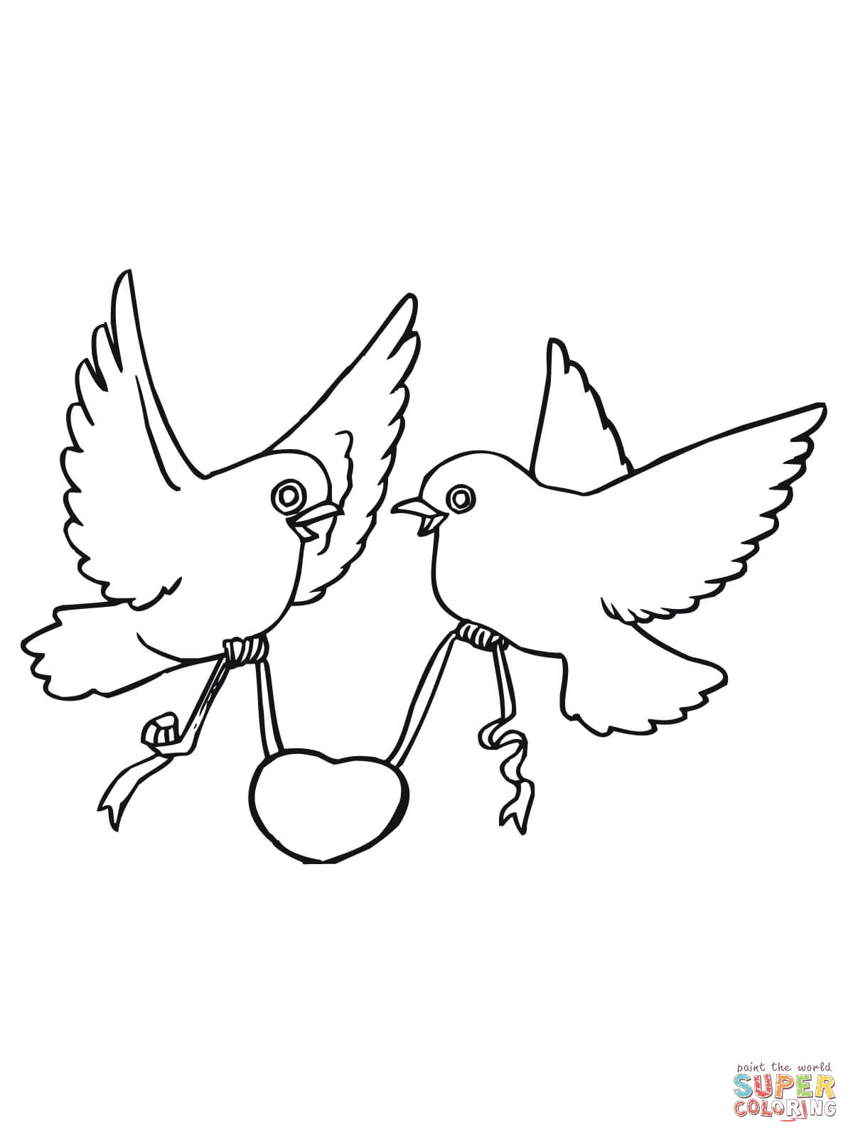 Love Birds With Hearts Coloring Page   Free Printable Coloring ...