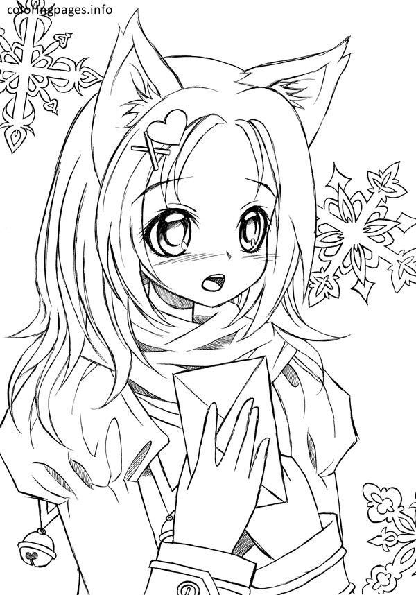 anime cat girl coloring pages | Mermaid coloring pages, Cartoon coloring  pages, Cat coloring page