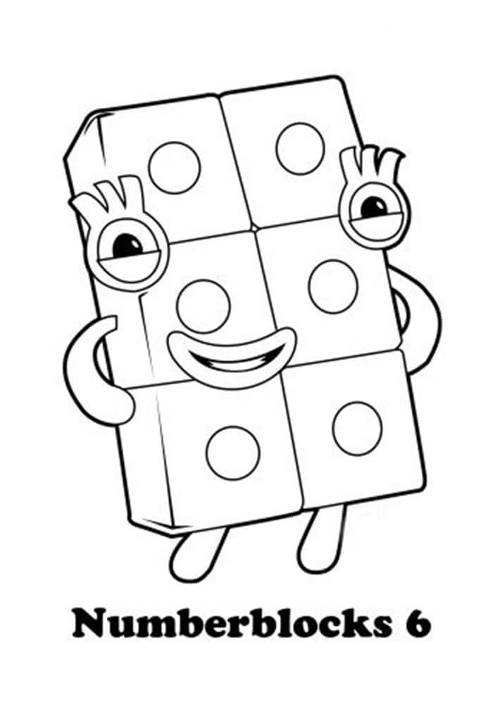 Numberblocks 6 Coloring Page - Free Printable Coloring Pages for Kids