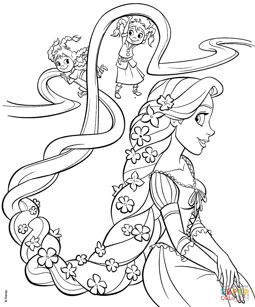 Rapunzel and Four Sisters coloring page | Free Printable Coloring Pages