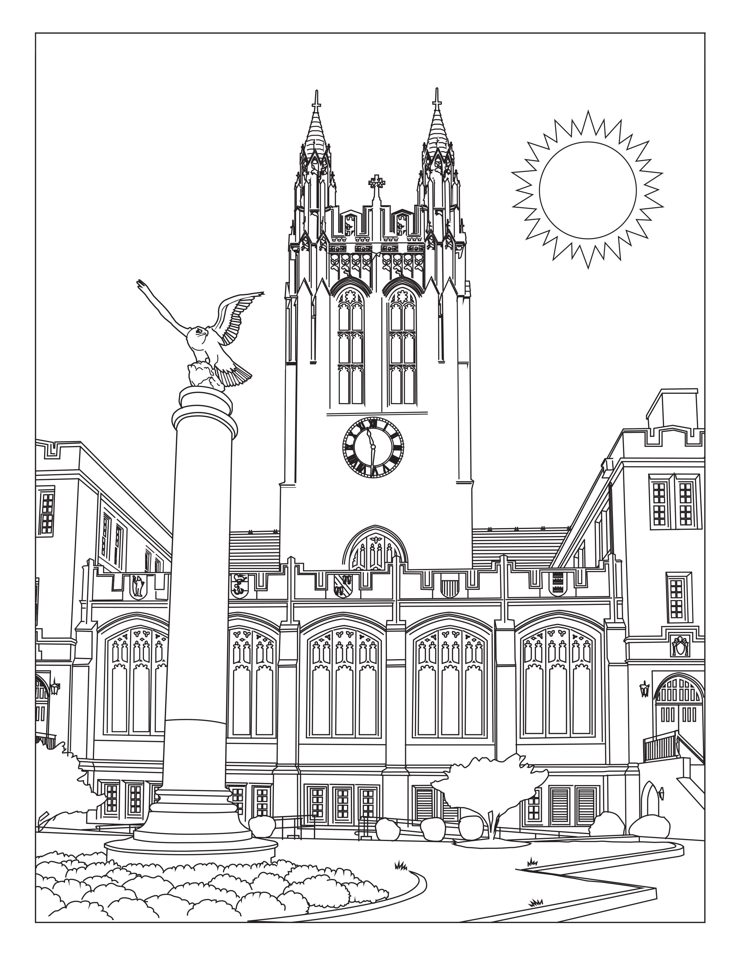 Gasson Hall Coloring Page | Screen printing, Coloring pages, Prints