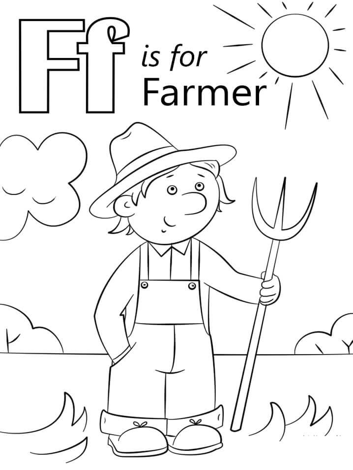 Farmer Letter F Coloring Page - Free Printable Coloring Pages for Kids