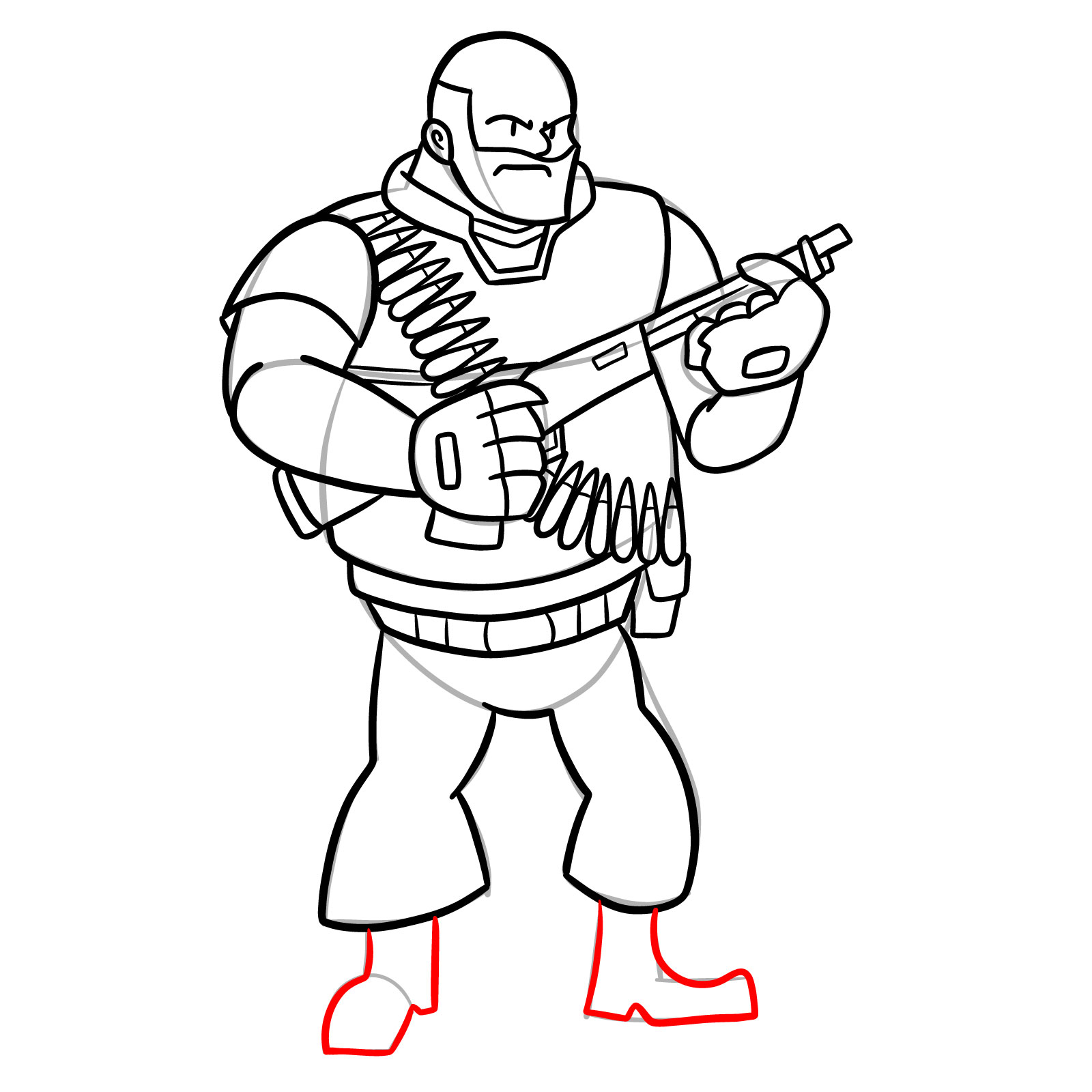 How to draw Heavy from FNF Vs Mann Co - SketchOk